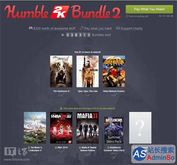 humble bundle 2K慈善包正式上线：包含《2K16》和《为战而生》